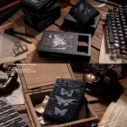 1 Pack Jungle Specimen Wooden Rubber Stamp With Handle
