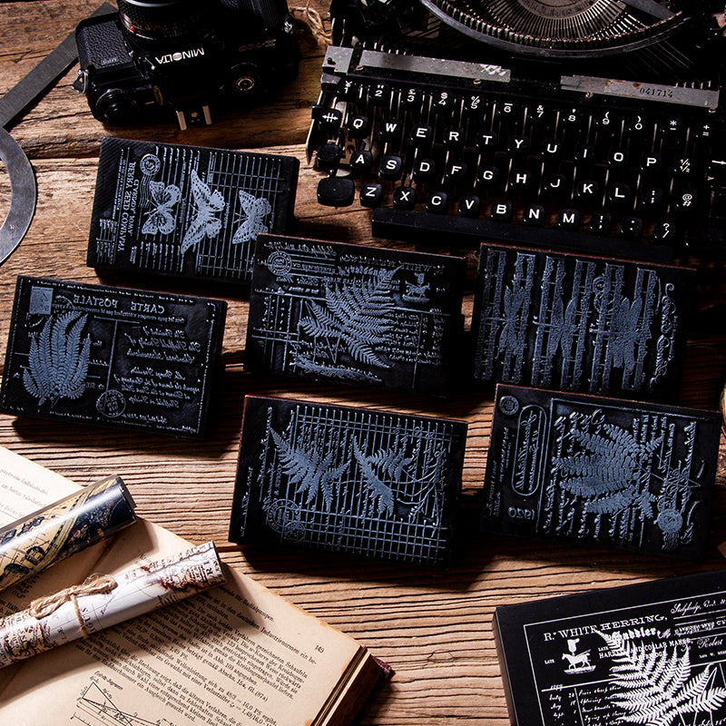 1 Pack Jungle Specimen Wooden Rubber Stamp With Handle