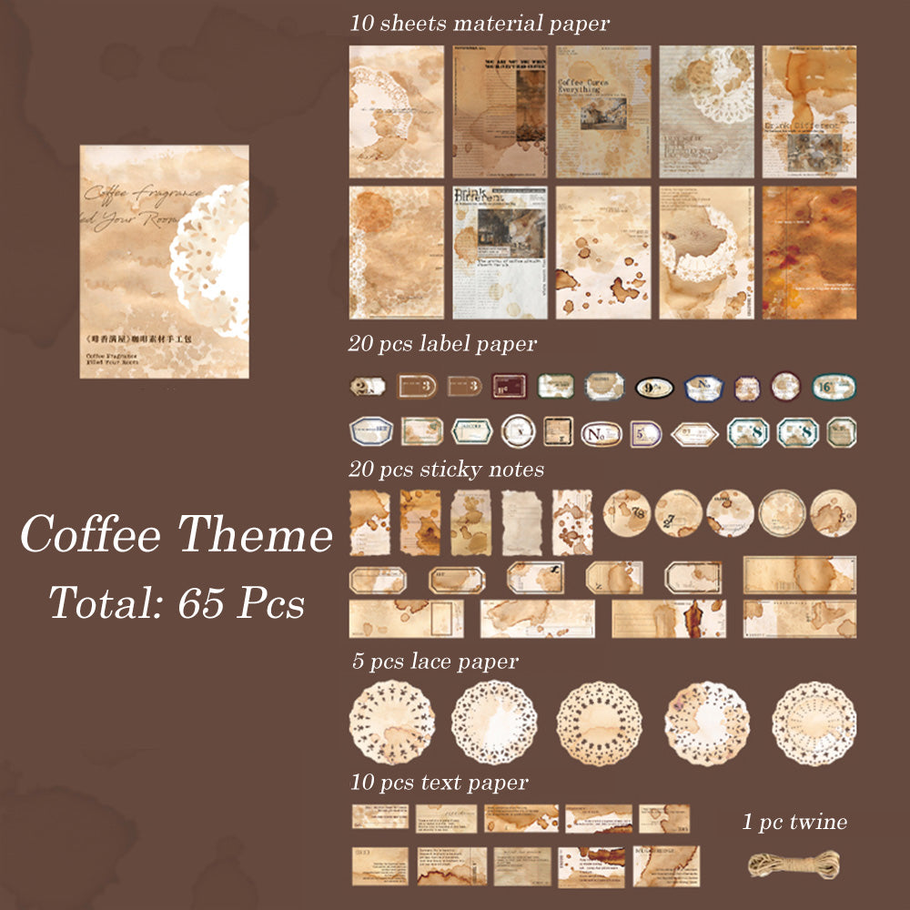 65 Pcs Aroma of coffee Material Paper Set