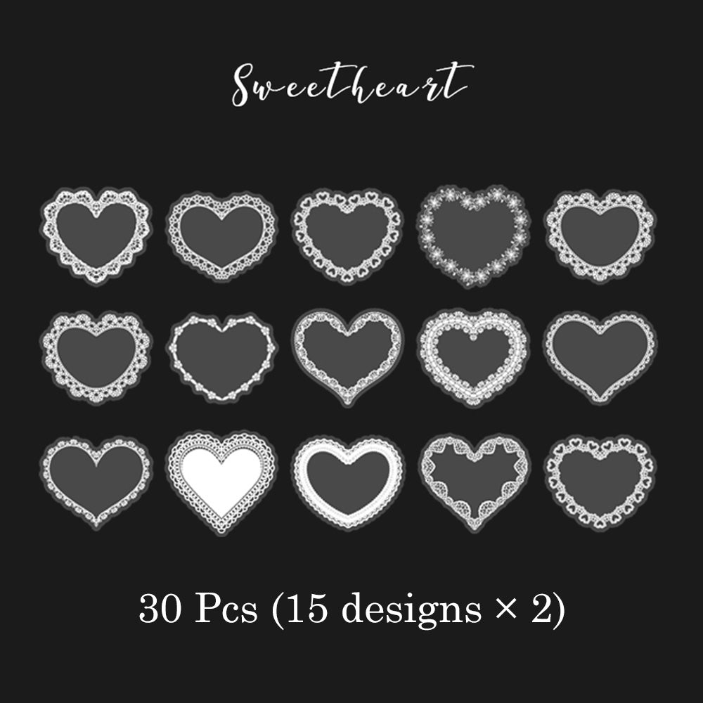 30 Pcs Alice's Adventures Lace PET Sticker Set