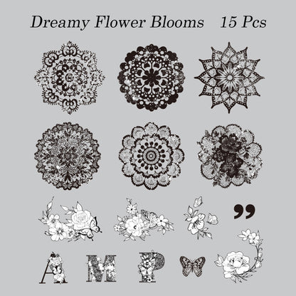 15 Pcs Garden Of Flower Lace PET Sticker Set