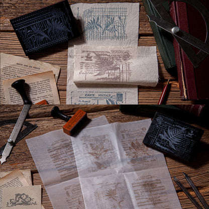 1 Pack Jungle Specimen Wooden Rubber Stamp With Handle
