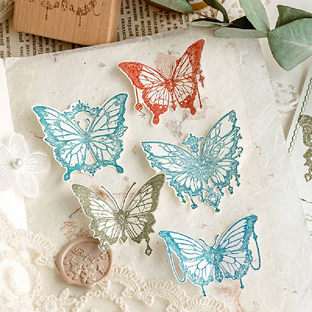 1 Pack All About Butterfly Wooden Rubber Stamp