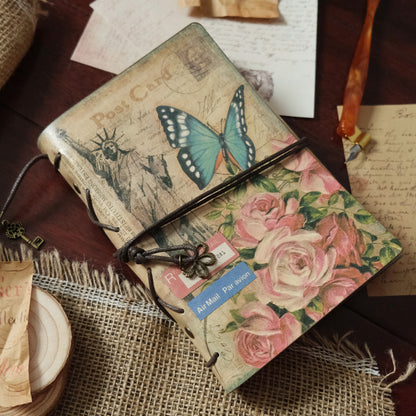 Butterfly & Flower Vintage Kraft Paper Refillable Bullet Journal