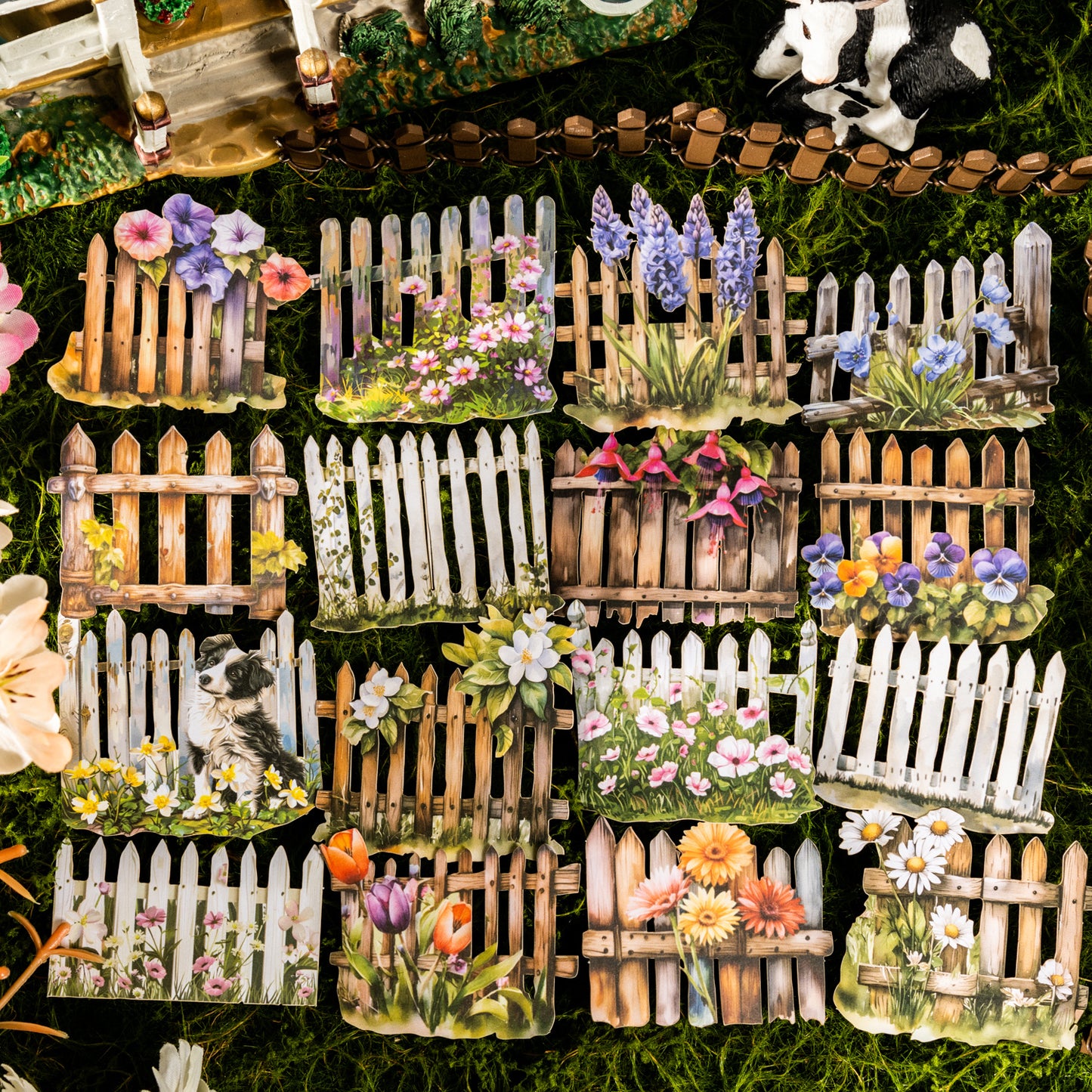 10 Pcs Garden fence Paper Sticker Set