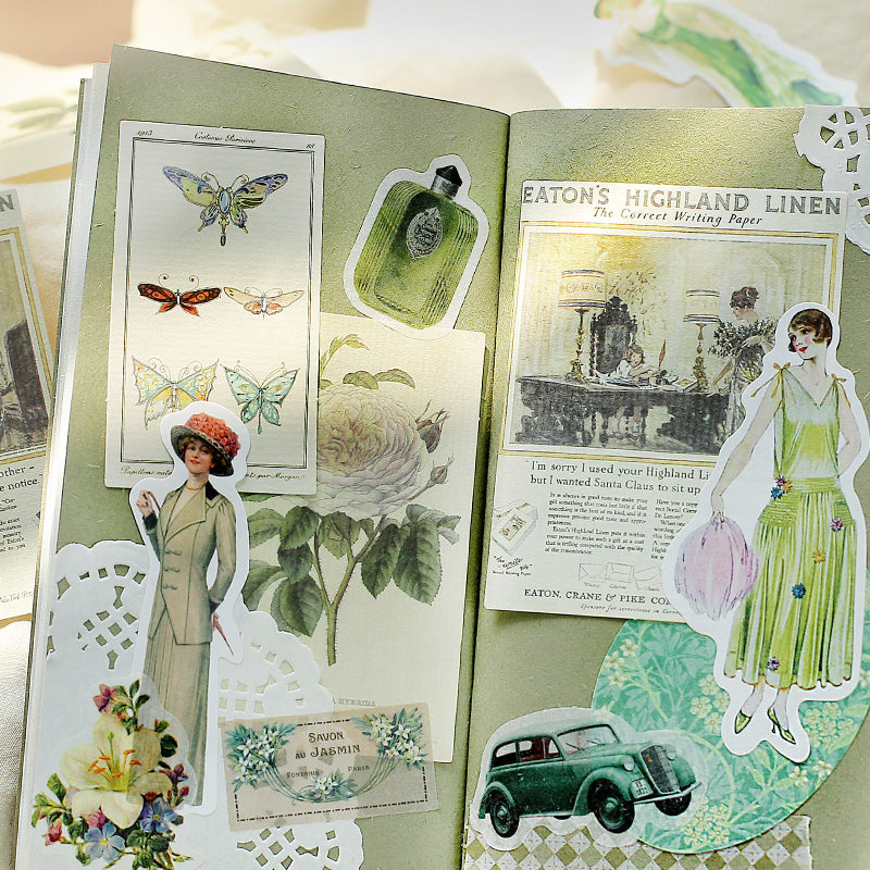 30 Pcs Victorian Lady Sticker & Material Paper Set