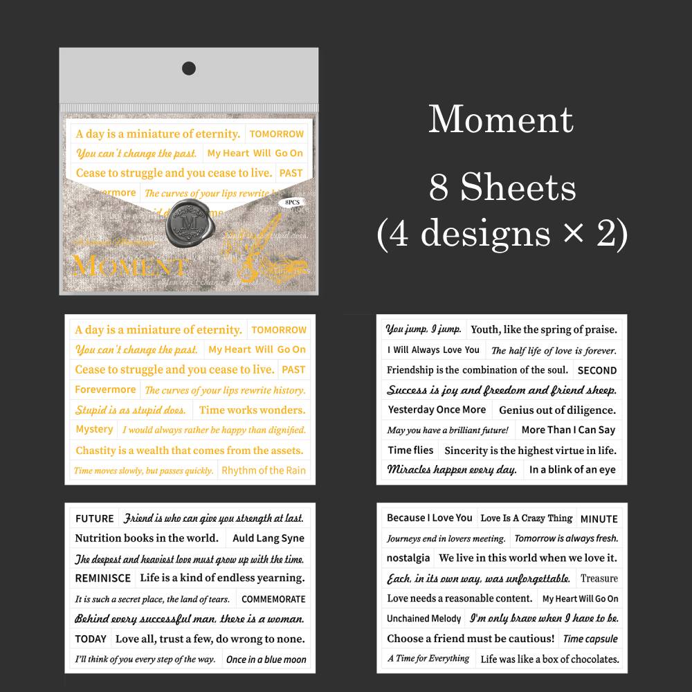 8 Sheets Weekend Monologue Text Paper Sticker Set