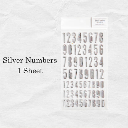 1 Sheet Gold & Silver Digital English 3D Sticker