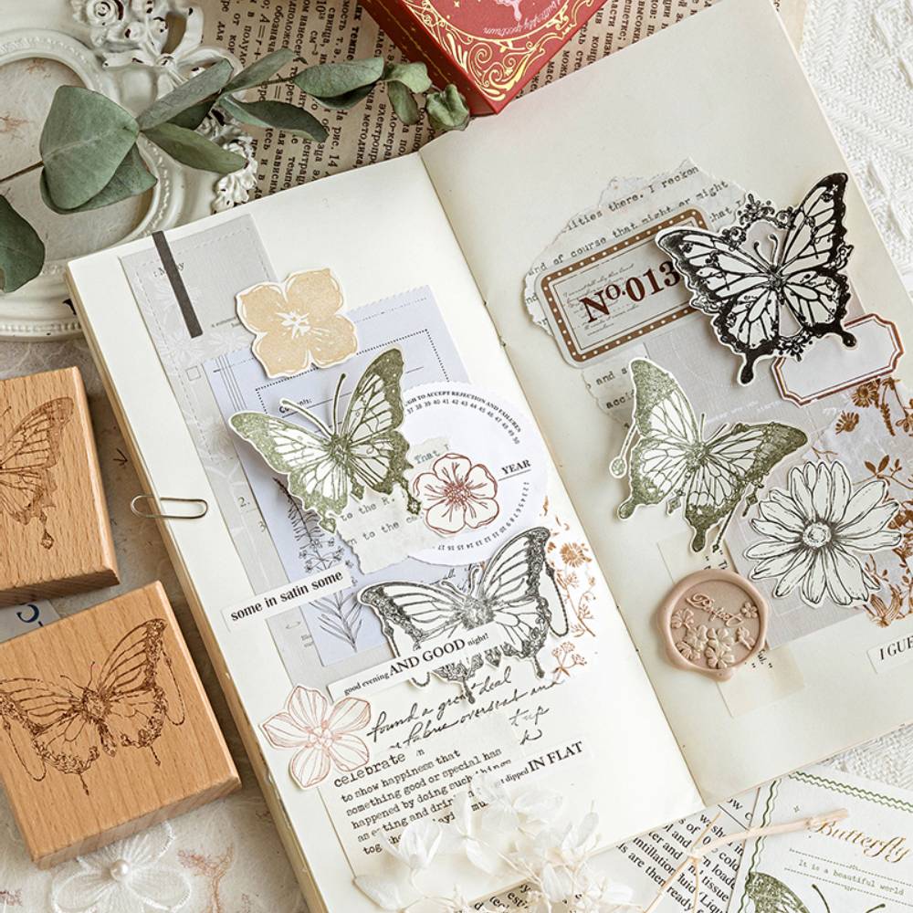 1 Pack All About Butterfly Wooden Rubber Stamp