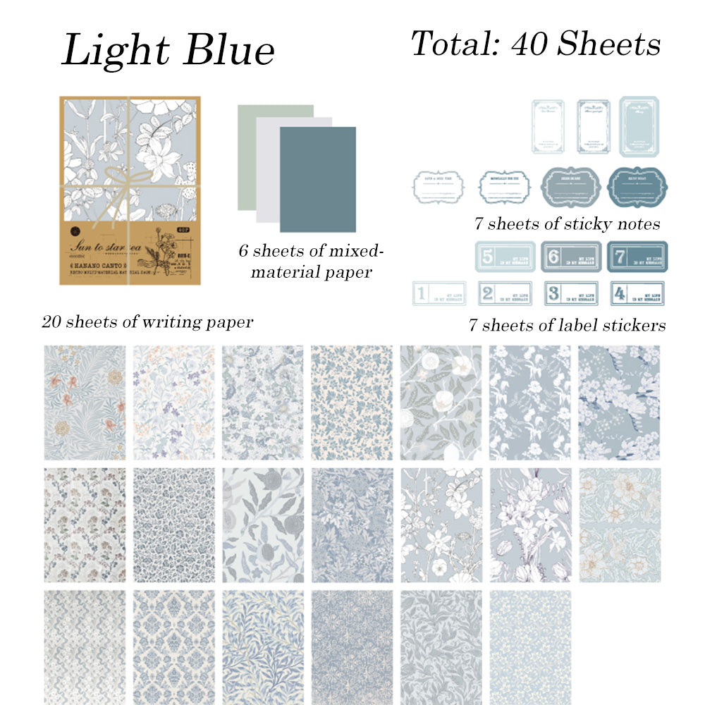 40 Sheets Flower Field Chapter Material Paper Set