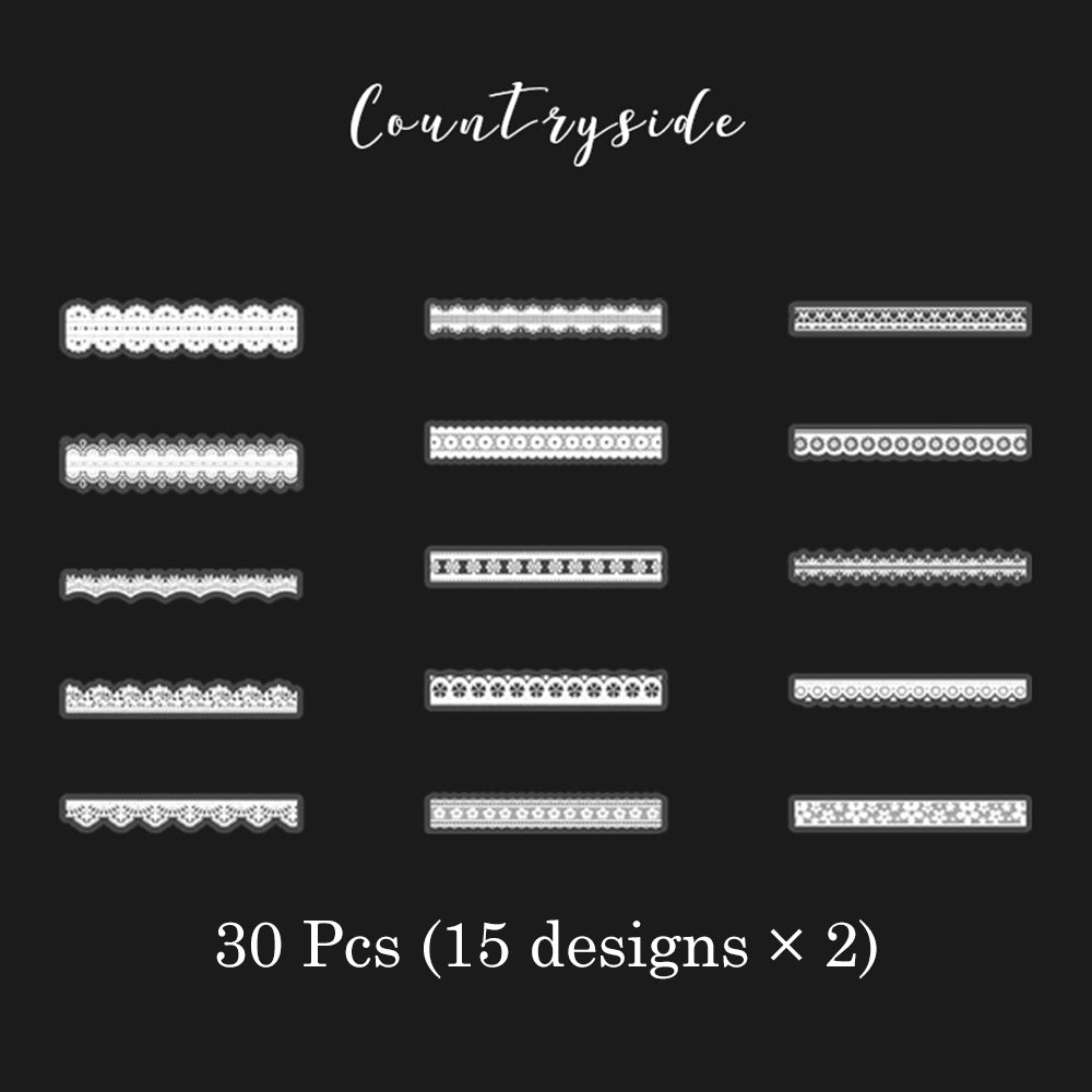 30 Pcs Alice's Adventures Lace PET Sticker Set