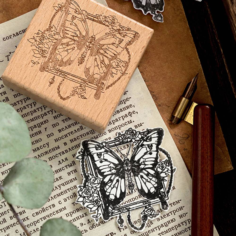 1 Pack All About Butterfly Wooden Rubber Stamp