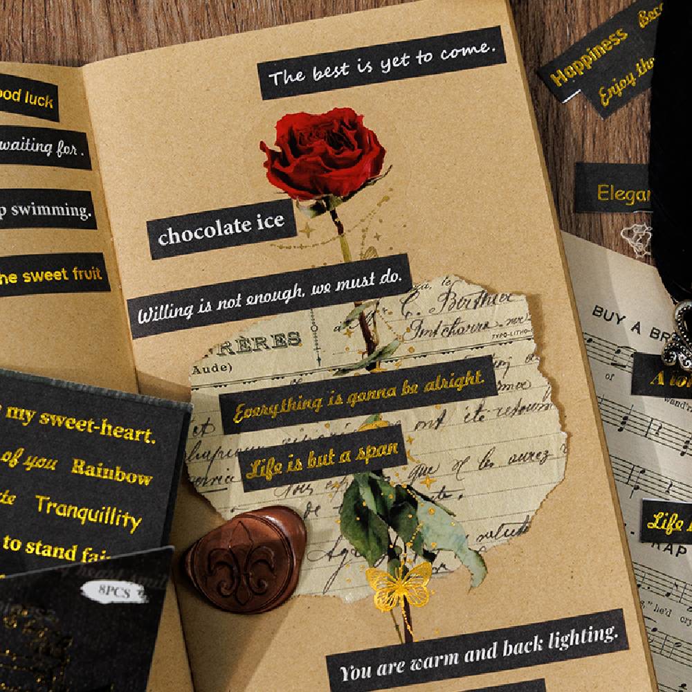 8 Sheets Weekend Monologue Text Paper Sticker Set
