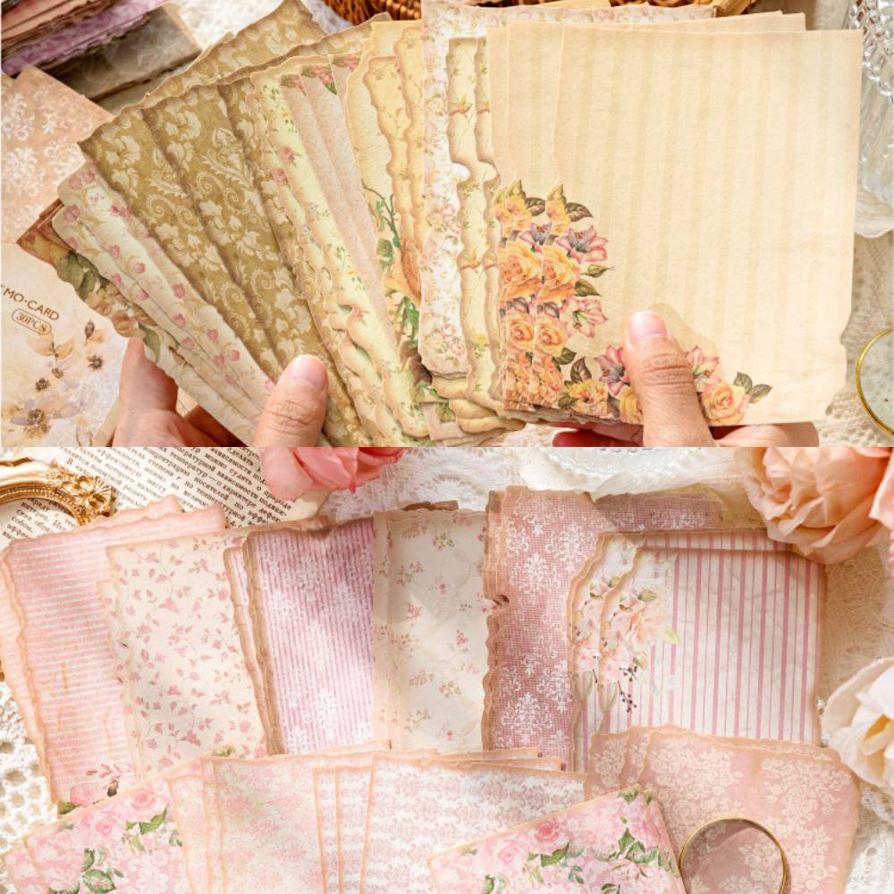 30 Sheets Gentle Flower Wind Material Paper Set