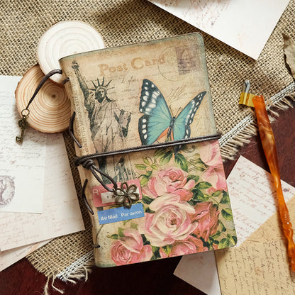 Butterfly & Flower Vintage Kraft Paper Refillable Bullet Journal