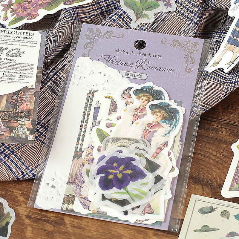 30 Pcs Victorian Lady Sticker & Material Paper Set