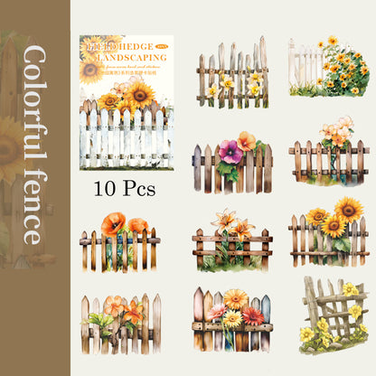 10 Pcs Garden fence Paper Sticker Set