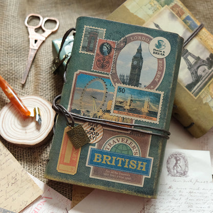 Vintage British Memory Kraft Paper Refillable Bullet Journal