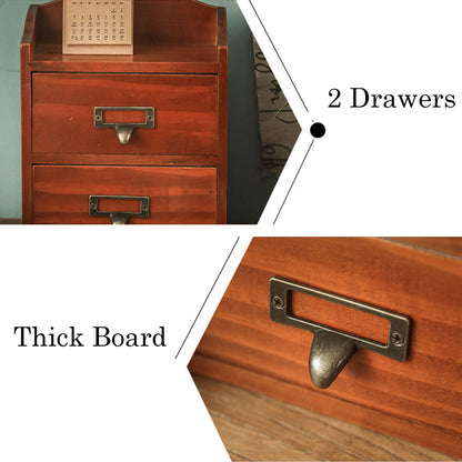 2 Drawers Retro Wooden Storage Box