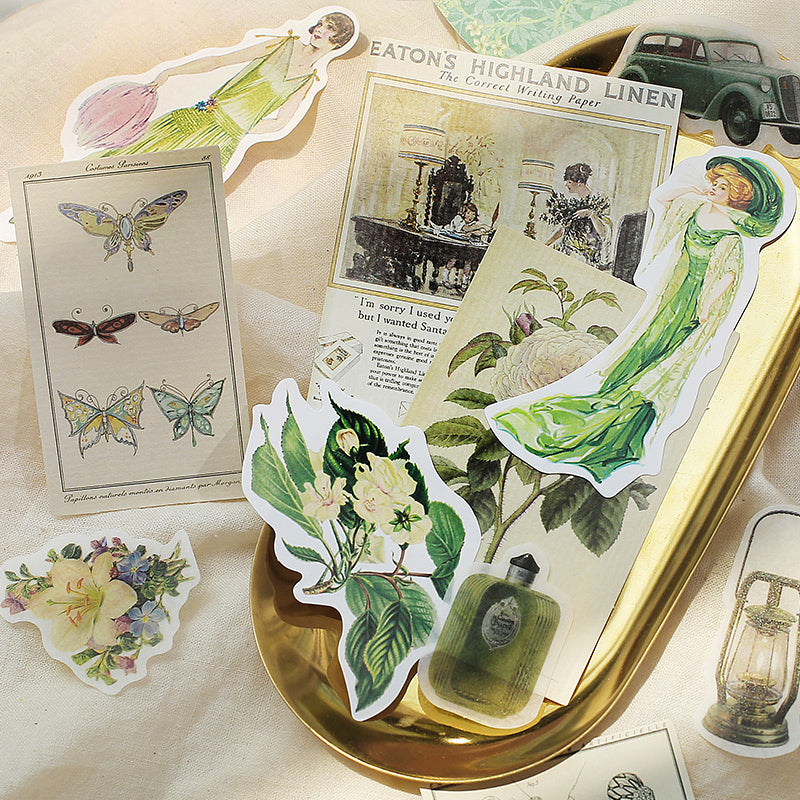 30 Pcs Victorian Lady Sticker & Material Paper Set