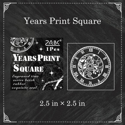 1 Pc Time Printing Wooden Rubber Stamp Set