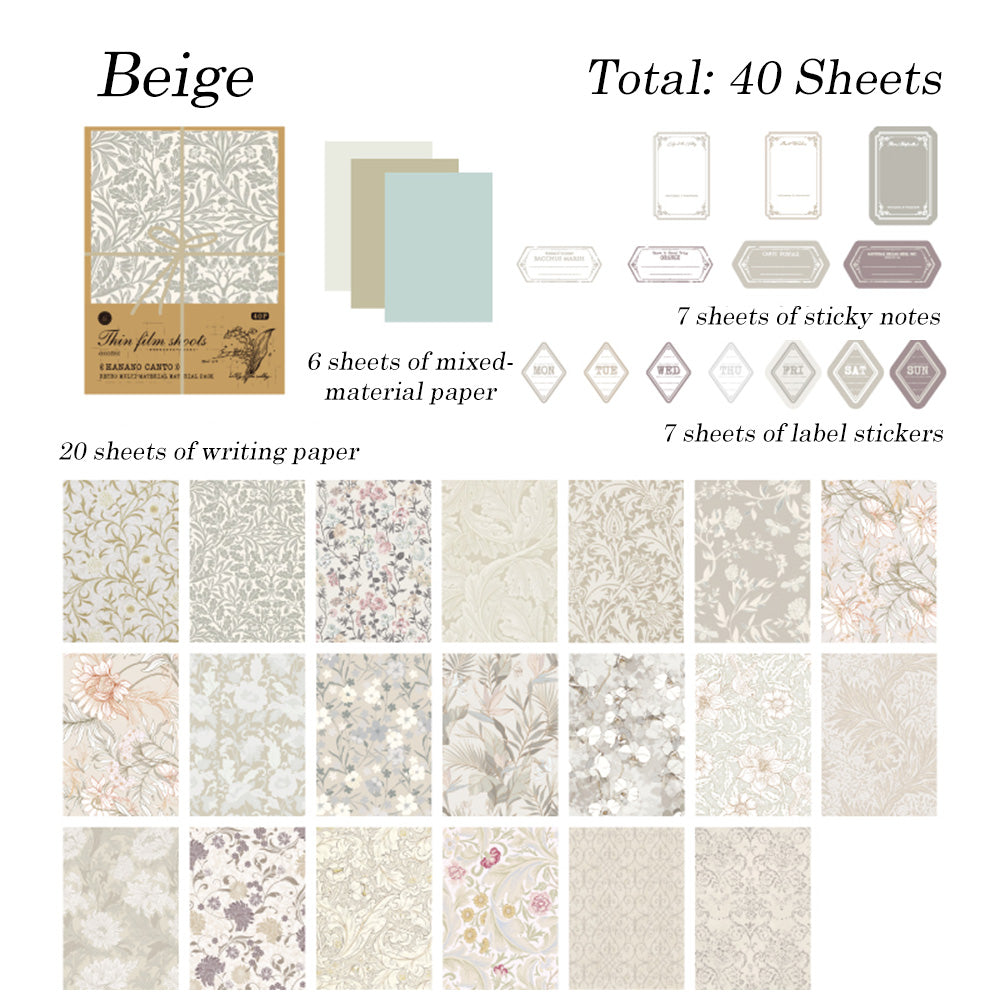 40 Sheets Flower Field Chapter Material Paper Set