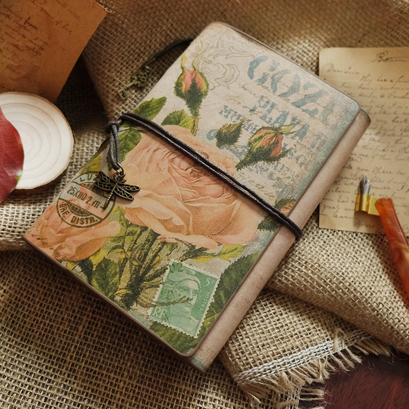 Romantic Rose Vintage Kraft Paper Refillable Bullet Journal