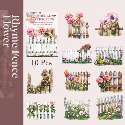 10 Pcs Garden fence Paper Sticker Set