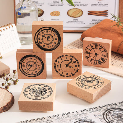 1 Pc Time Printing Wooden Rubber Stamp Set