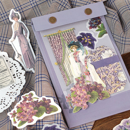 30 Pcs Victorian Lady Sticker & Material Paper Set