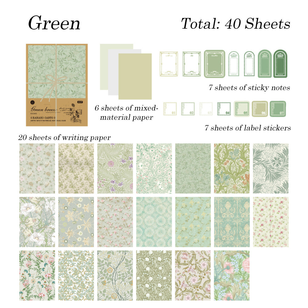 40 Sheets Flower Field Chapter Material Paper Set