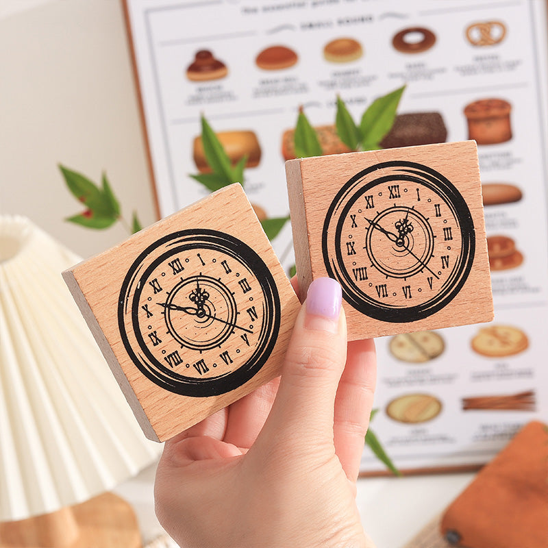 1 Pc Time Printing Wooden Rubber Stamp Set