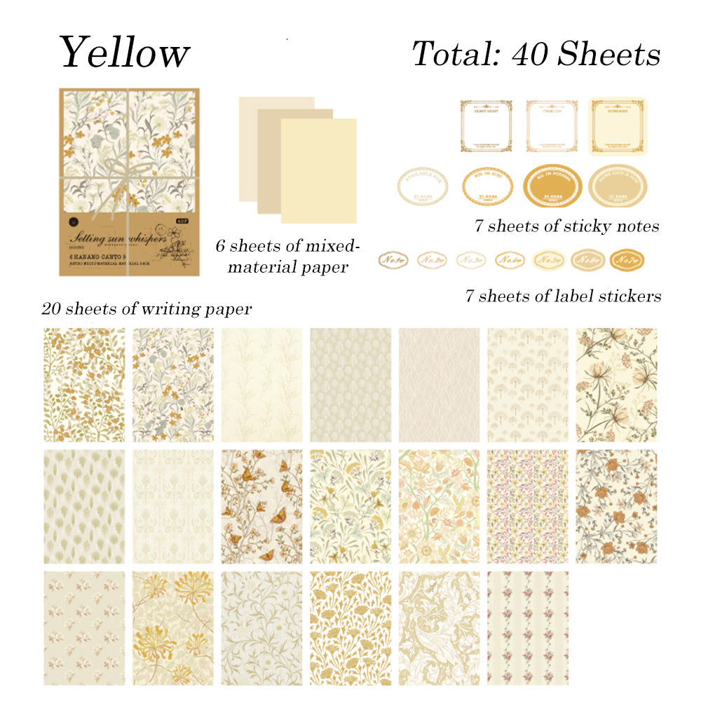 40 Sheets Flower Field Chapter Material Paper Set