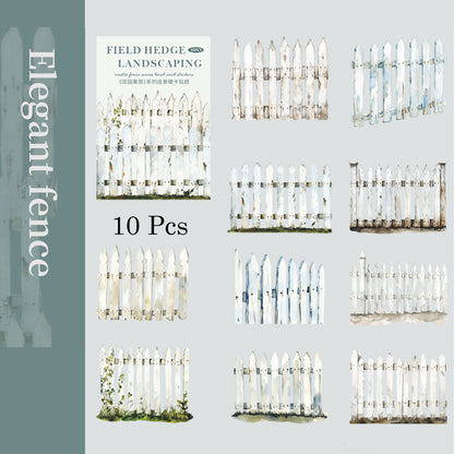 10 Pcs Garden fence Paper Sticker Set