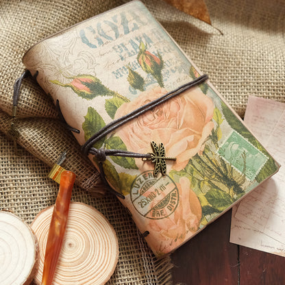 Romantic Rose Vintage Kraft Paper Refillable Bullet Journal