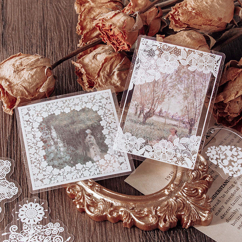 30 Pcs Alice's Adventures Lace PET Sticker Set