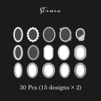 30 Pcs Alice's Adventures Lace PET Sticker Set