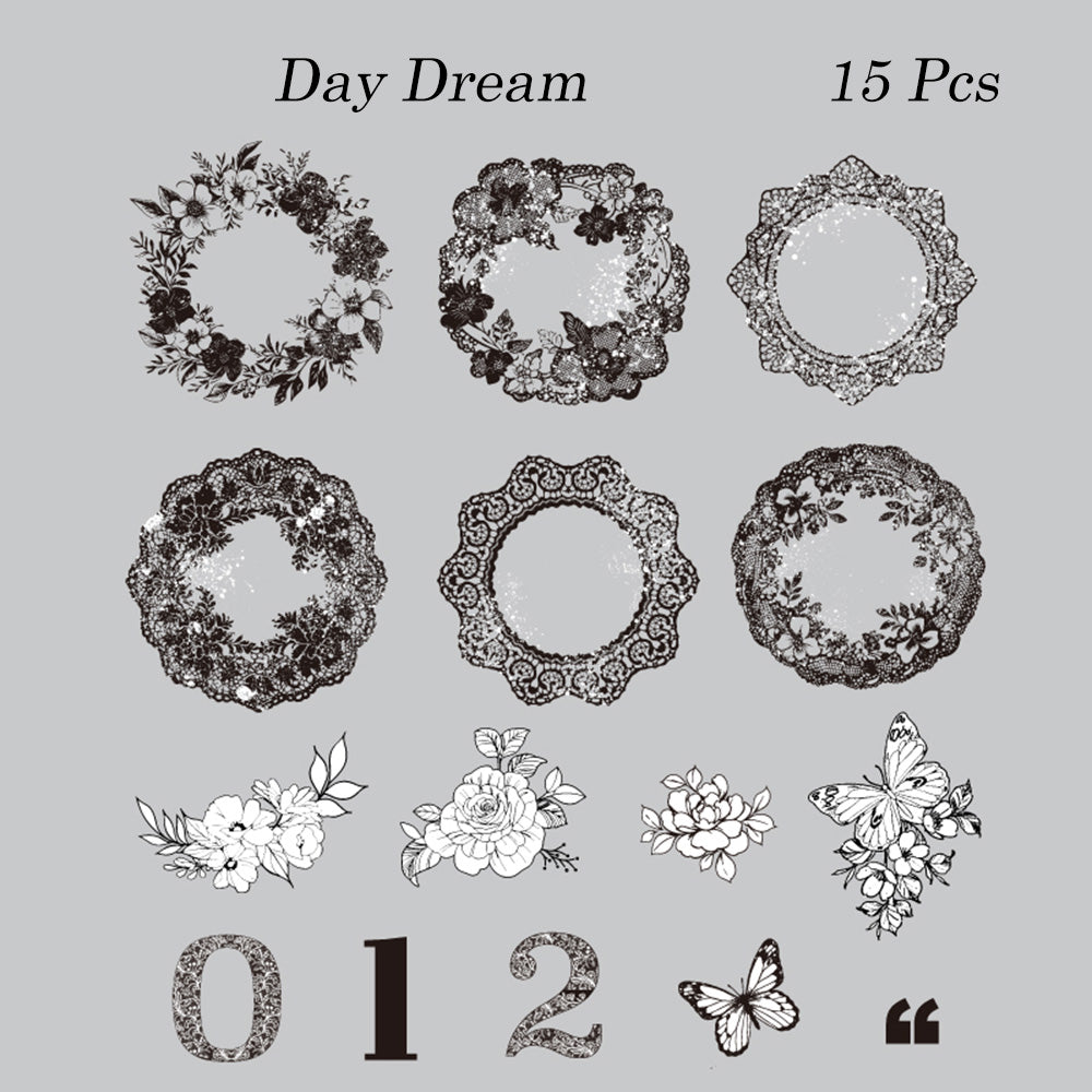 15 Pcs Garden Of Flower Lace PET Sticker Set