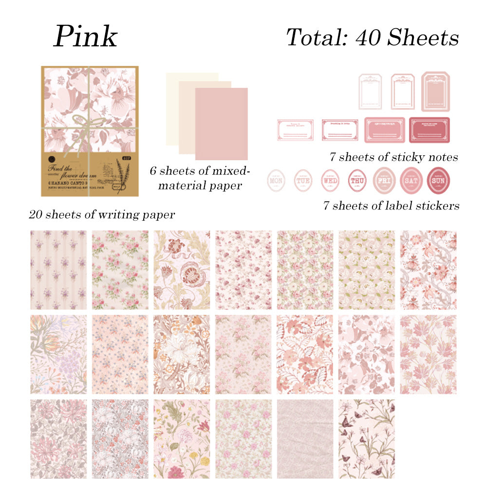 40 Sheets Flower Field Chapter Material Paper Set