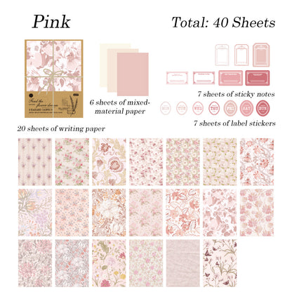 40 Sheets Flower Field Chapter Material Paper Set