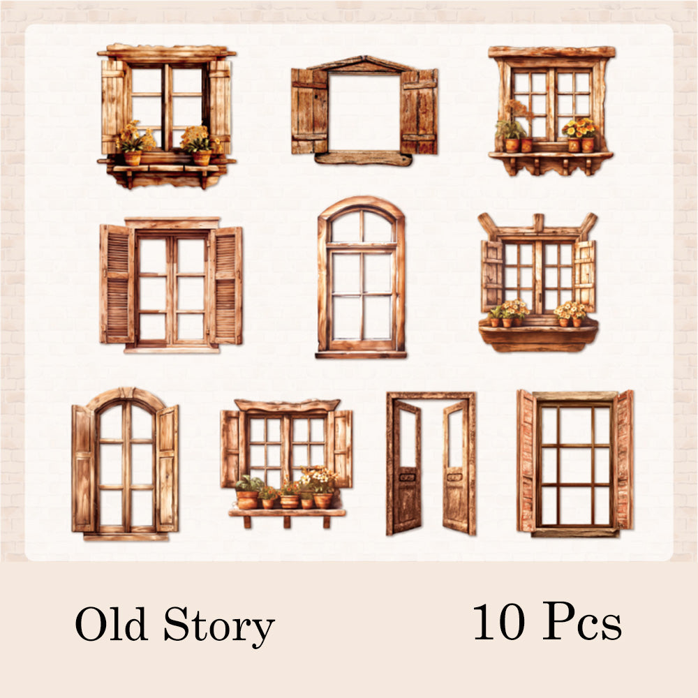 10 Pcs Window Story Paper Sticker Set