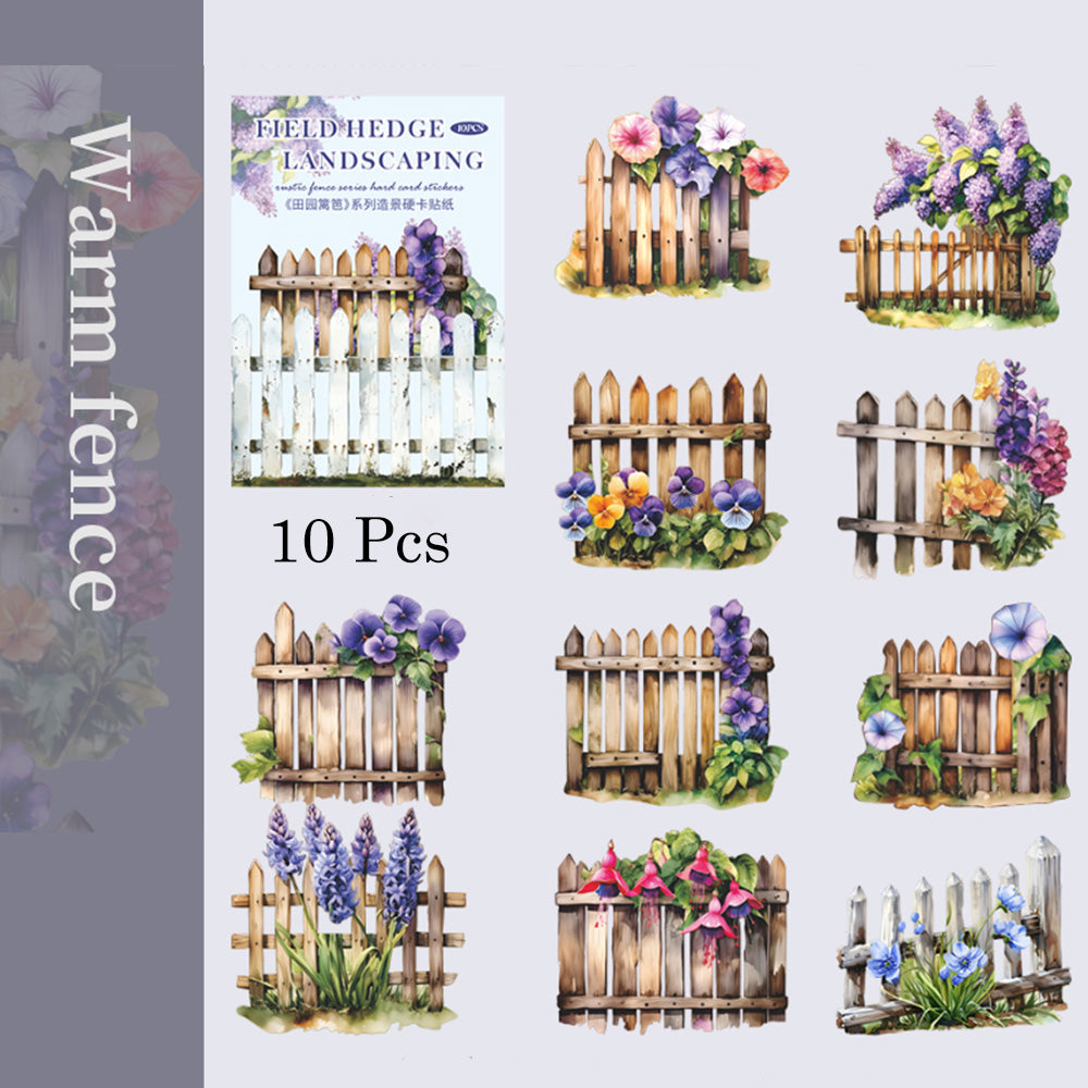 10 Pcs Garden fence Paper Sticker Set