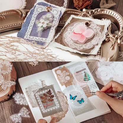 30 Pcs Alice's Adventures Lace PET Sticker Set