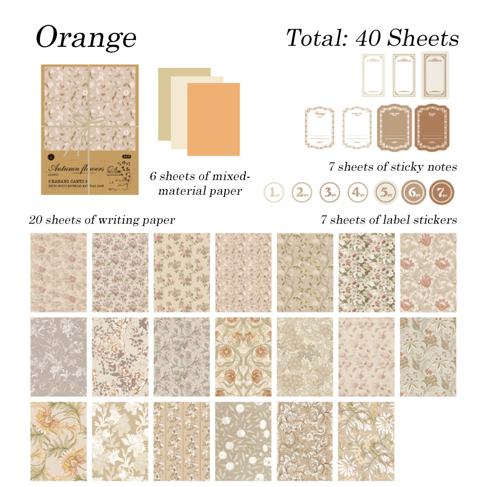 40 Sheets Flower Field Chapter Material Paper Set