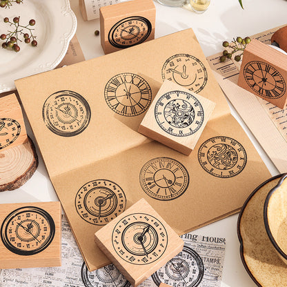 1 Pc Time Printing Wooden Rubber Stamp Set