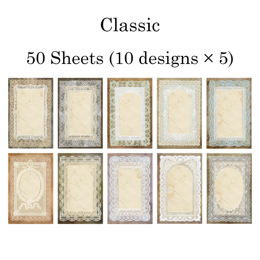 50 Sheets Lace Note Material Paper Set