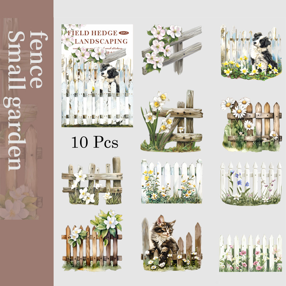 10 Pcs Garden fence Paper Sticker Set