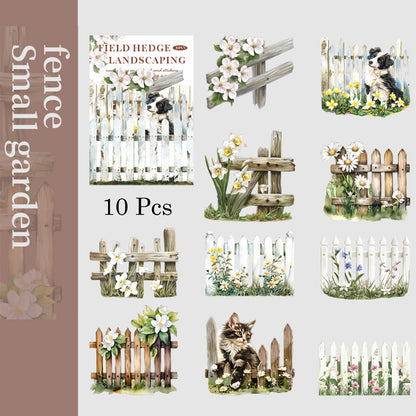 10 Pcs Garden fence Paper Sticker Set