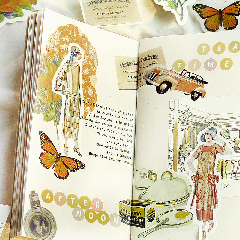 30 Pcs Victorian Lady Sticker & Material Paper Set