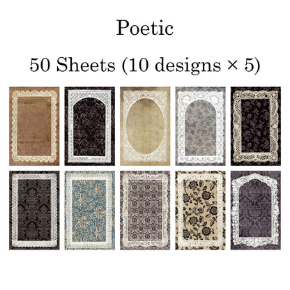 50 Sheets Lace Note Material Paper Set